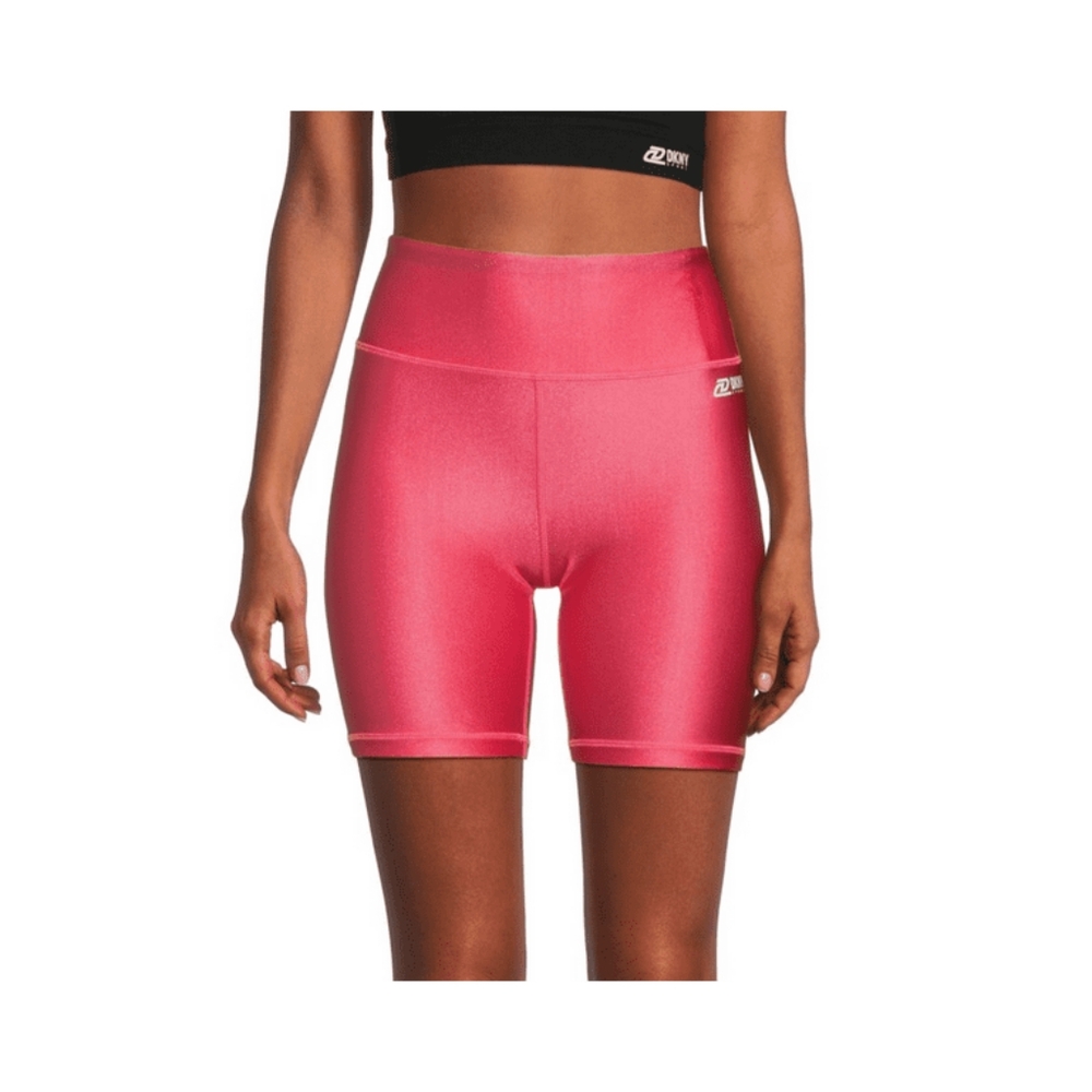 NWT, DKNY Womens Sport High Shine Bike Shorts, Pink, L